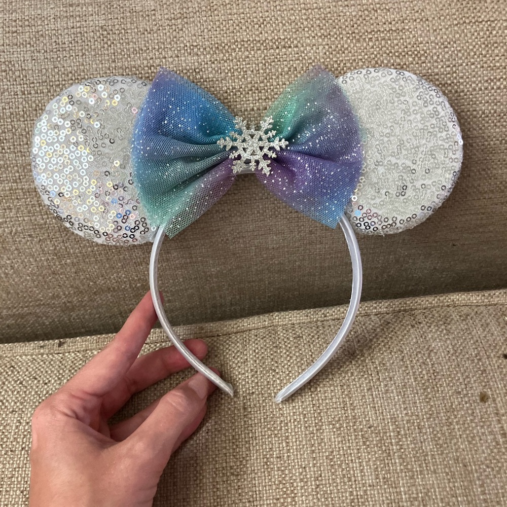 Disney silver sparkly snowflake ears
